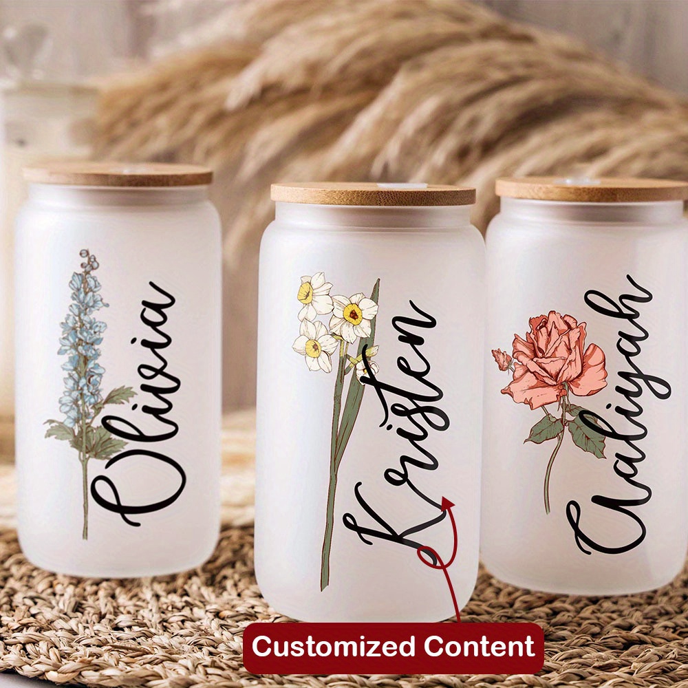 Coffee Equipment Eu - Custom Birth Flower Name Glass Can
