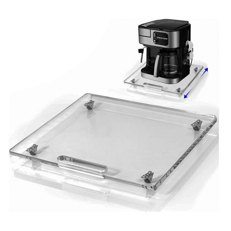 Coffee Equipment Tray - Acrylic Rolling Tray with Rubber Wheels,