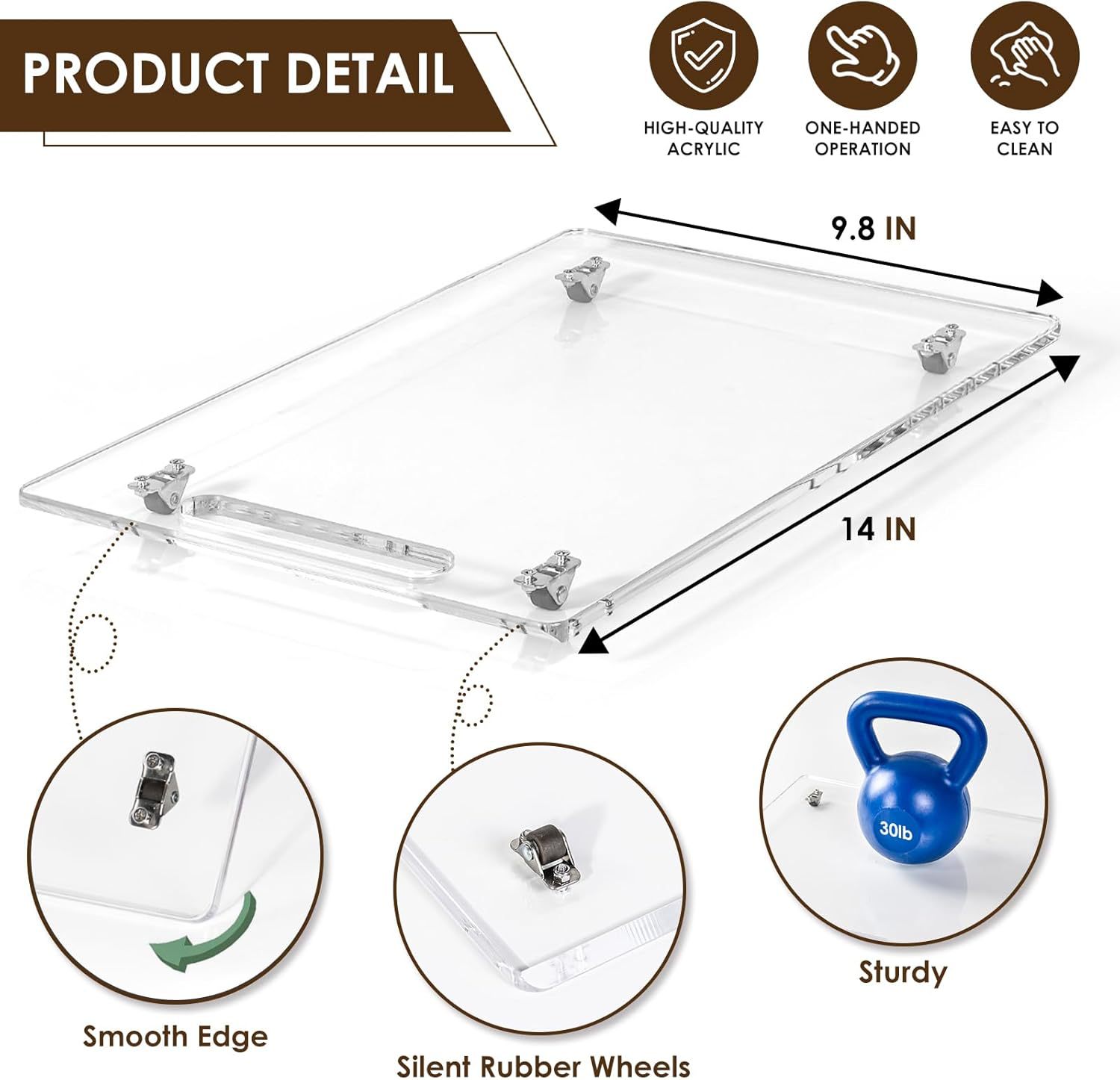 Acrylic Rolling Tray with Rubb - огляд і ціна Coffee Equipment Tray