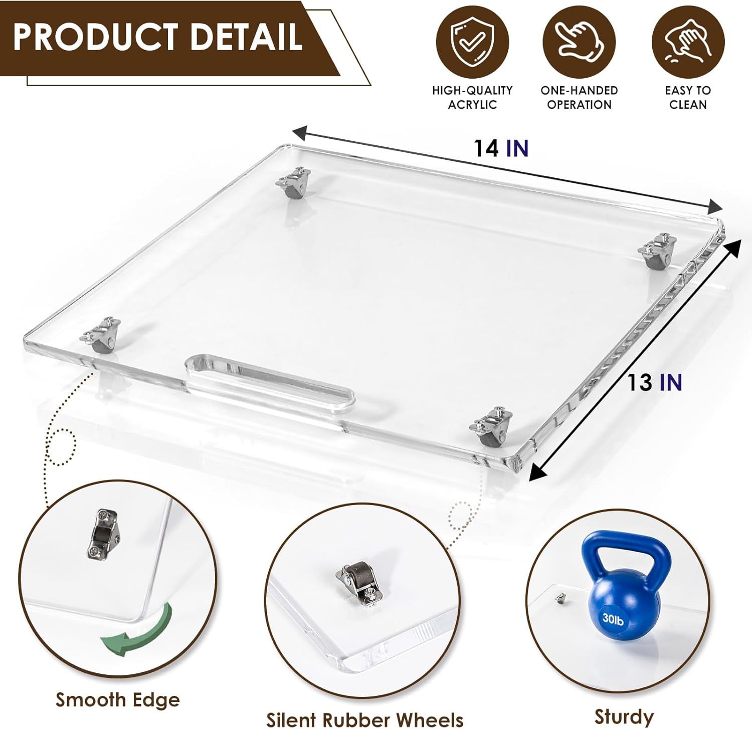Acrylic Rolling Tray with Rubb - огляд і ціна Coffee Equipment Tray