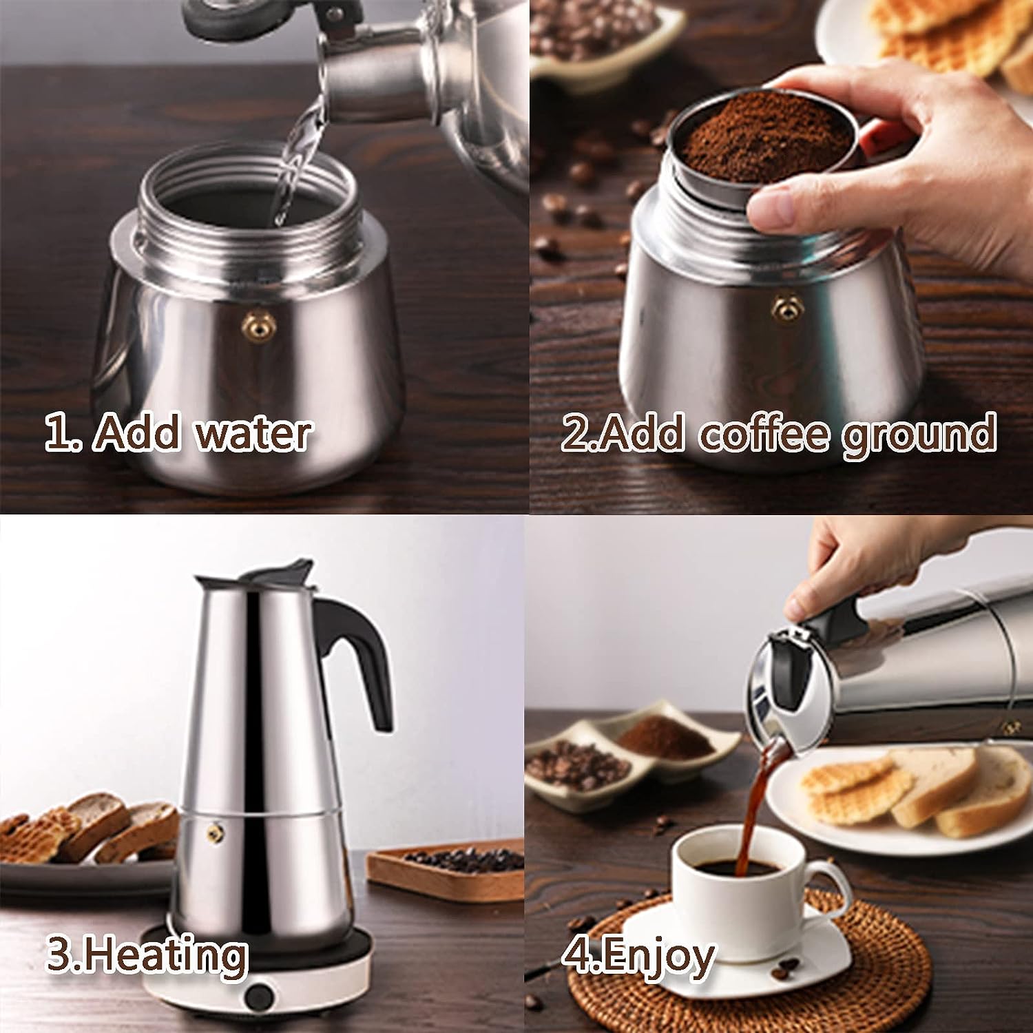 4/6/9 Cups Moka Pot Caffe Mach - огляд і ціна Equipment Of Coffee Machine